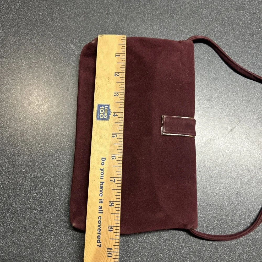 Vintage Burgundy Velvet Handbag Gold Trim Black Interior Elegant 80s 90s Classic